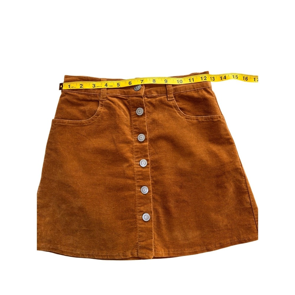 Brandy Melville Mini Skirt Women S Brown Excellent Corduroy Button Front A-Line - Picture 6 of 6